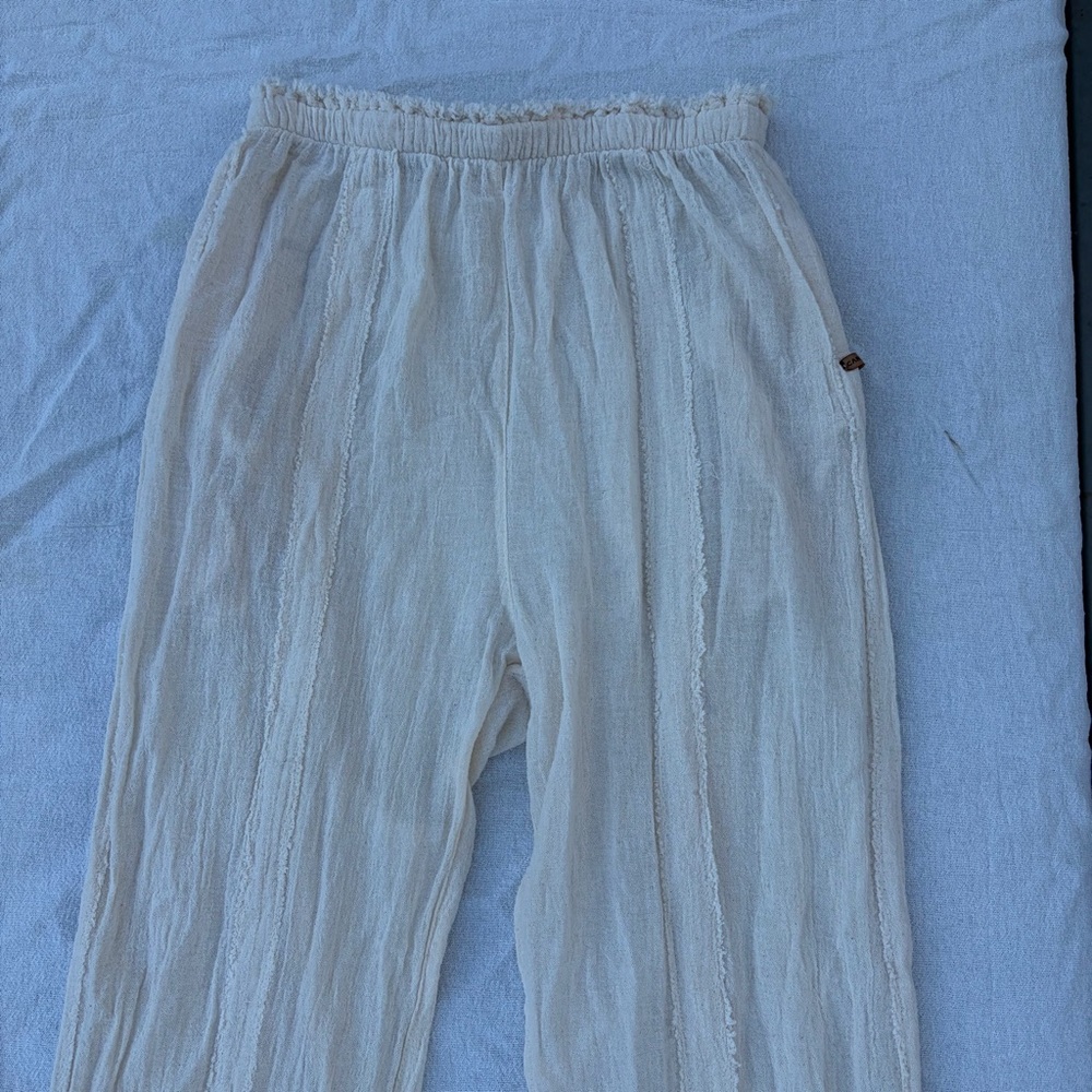 Caravana Sibinche Frayed Cotton Gauze Track Pants, Boho Semi Sheer Joggers - Picture 6 of 12